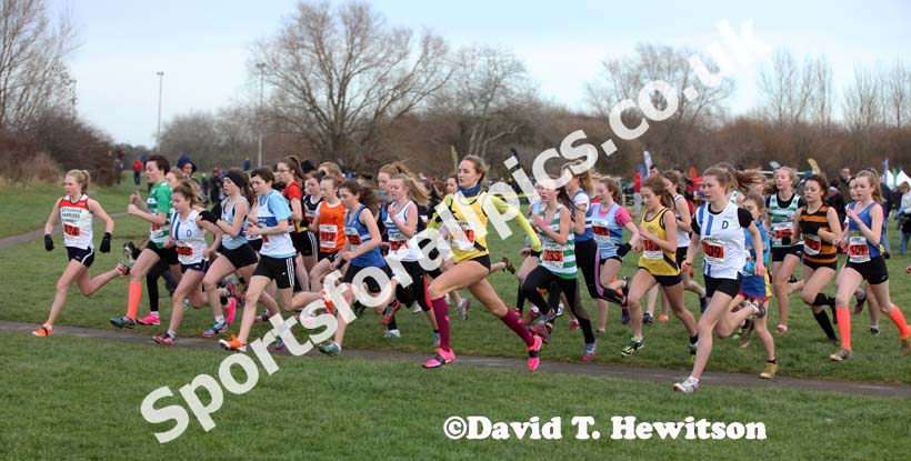 The start of the under-15 girls North Eastern Cross Country, Champs., Temple Park, South Shields. Photo: David T. Hewitson/Sports for All Pics
